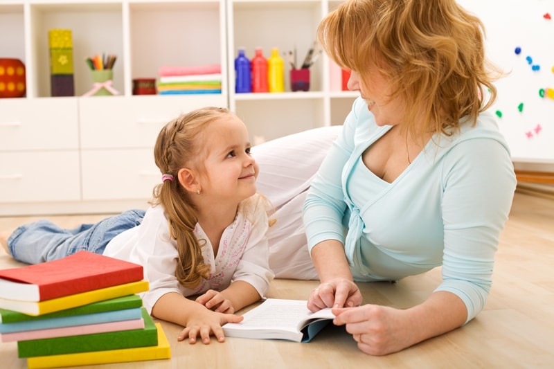 A mother communicating with her daughter