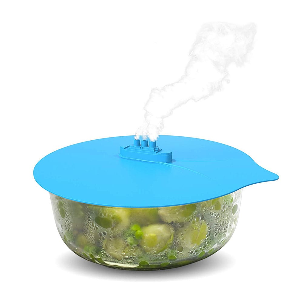 Silicone steaming lid.